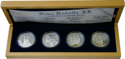 Sada 4 stříbrných medailí Doba Rudolfa II. proof