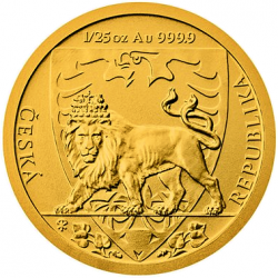 Zlatá 1/25 Oz. investiční mince Český lev 2020, číslovaná (1,24 g./Zlato 999/1000)