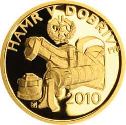 Hamr v Dobřívě 2010 PROOF (7,78 g./Zlato 999,9/1000)