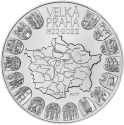 Mimořádná stříbrná mince Založení Velké Prahy - Matovaná varianta