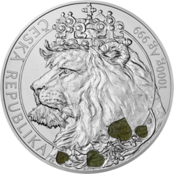 Stříbrná kilogramová investiční mince Český lev s vltavínem 2021 (1000 g./Stříbro 999/1000)