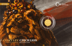 Zlatá 1/25 Oz. investiční mince Český lev 2022, číslovaná (1,24 g./Zlato 999/1000)