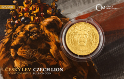 Zlatá uncová investiční mince Český lev 2022 číslovaná, stand (31,1 g./Zlato 999/1000)