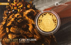 Zlatá uncová investiční mince Český lev 2022 číslovaná PROOF  (31,1 g./Zlato 999/1000)