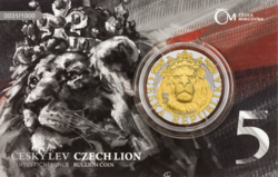 Stříbrná uncová investiční mince Český lev 2022 selektivní pokovení Au. číslováno VÝROČÍ (31,1 g./Stříbro 999/1000)