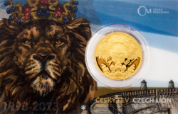 Zlatá uncová investiční mince Český lev 2023 číslovaná, PROOF (31,1 g./Zlato 999/1000)