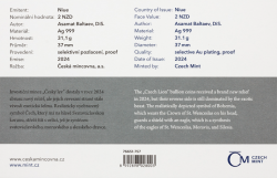 Stříbrná uncová investiční mince Český lev 2024 selektivní pokovení Au. číslováno (31,1 g./Stříbro 999/1000)