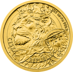 Zlatá 1/25 Oz. investiční mince Český lev 2025, číslovaná (1,24 g./Zlato 999/1000)