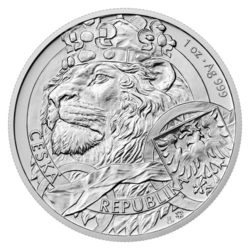 Stříbrná uncová investiční mince Český lev 2025 číslovaná, (31,1 g./Stříbro 999/1000)