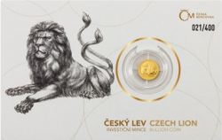 Zlatá 1/25 Oz. investiční mince Český lev 2019, číslovaná (1,24 g./Zlato 999/1000)