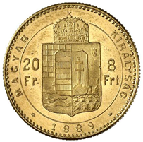 8 zlatník / 20 frank 1880 KB