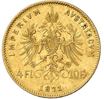 4 zlatník / 10 frank 1870