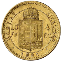 4 zlatník / 10 frank 1880 KB