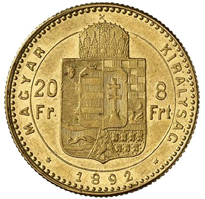 8 zlatník / 20 frank 1890 KB