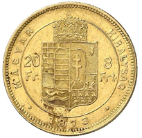 8 zlatník / 20 frank 1870 KB