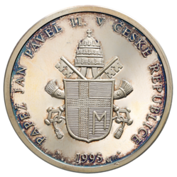 Stříbrná medaile Návštěva papeže - 35 mm., etue