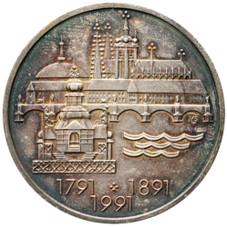 Stříbrná medaile Všeobecná Československá výstava v Praze 1991 - 40 mm., původní etue