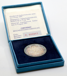 Stříbrná medaile Všeobecná Československá výstava v Praze 1991 - 40 mm., původní etue