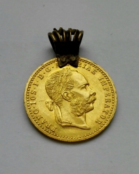 Zlatý medailonek Dukát 1892 s dobovým ouškem
