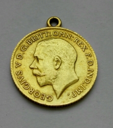 Zlatý medailonek Half sovereign (Jiří V.) 1915