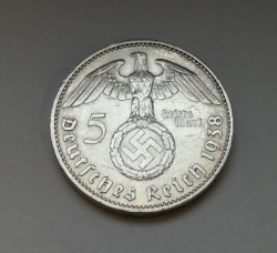 5 Reichsmark 1938 J (Říšská 5 marka)   