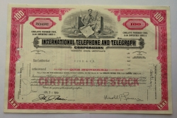 Akcie - Internacional telephone and telegraph corporation - USA - kopie