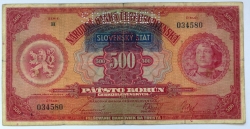 500 Ks 1929 - "Slovenský štát"  