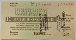 Poukázka na benzín Tuzex (96 oct. autobenzin, 10 litrů) - kopie