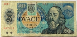 20 Kčs 1993 - Kolek lepený