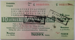 Poukázka na benzín Tuzex (special autobenzin, 10 litrů) 