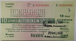 Poukázka na benzín Tuzex (special autobenzin, 10 litrů)
