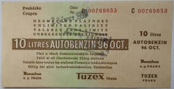 Poukázka na benzín Tuzex (96 oct. autobenzin, 10 litrů)