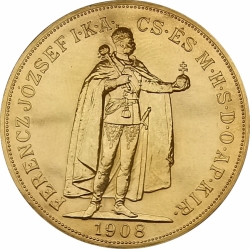 100 koruna 1908 (33,87 g./Zlato 900/1000)