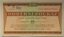 20 Kčs tuzex 1981 - 20 bonů