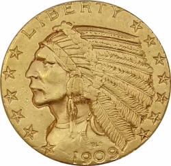 5 Dollar 1909 S Indian Head