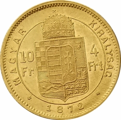 4 zlatník / 10 frank 1872 KB
