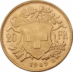 20 Frank 1949 B Helvetia Vreneli