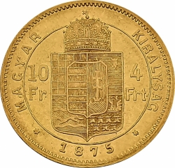 4 zlatník / 10 frank 1875 KB