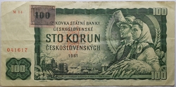 100 Kčs 1961 - kolek lepený