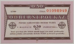0,50 Kčs tuzex 1989/II. - 0,5 bonu