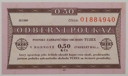 0,50 Kčs tuzex 1989/II. - 0,5 bonu