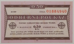 0,50 Kčs tuzex 1989/II. - 0,5 bonu