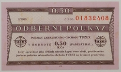 0,50 Kčs tuzex 1989/II. - 0,5 bonu