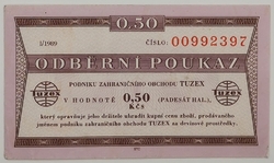 0,50 Kčs tuzex 1989/I. 0,5 bonu