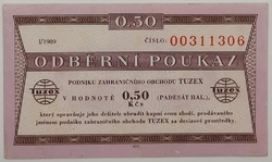 0,50 Kčs tuzex 1989/I. 0,5 bonu