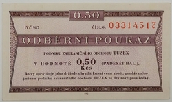 0,50 Kčs tuzex 1987/IV. 0,5 bonu