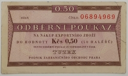 0,50 Kčs tuzex 1973/X. 0,5 bonu