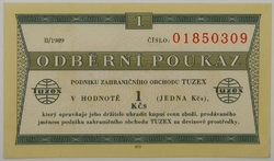 1 Kčs tuzex 1989/II. - 1 bon