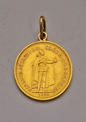 Zlatý medailonek 10 korun 1892 KB 