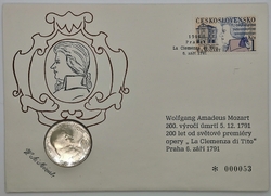 Mincovní dopis - 100 Kčs Znovuotevření stavovského divadla v Praze při příležitosti 200. výročí úmrtí W. A. Mozarta - 1991